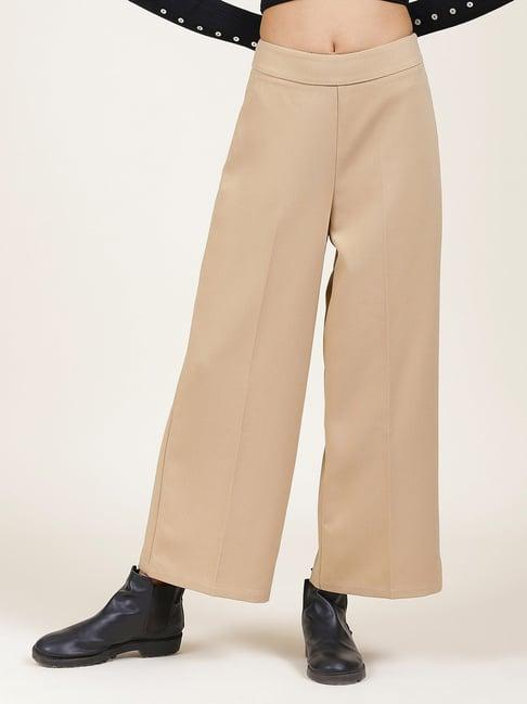 label ritu kumar beige relaxed fit mid rise pants