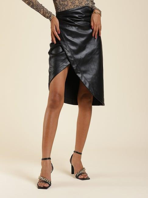 label ritu kumar black wrap midi skirt