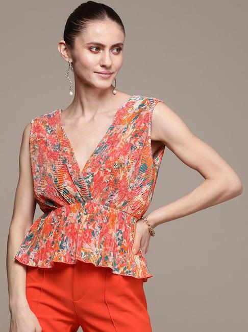 label ritu kumar multicolor printed peplum top