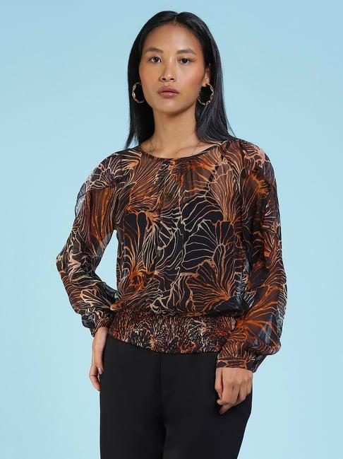 label ritu kumar black printed top with camisole