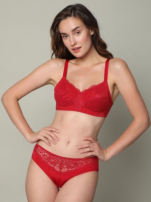 vero moda intimates red lace full coverage t-shirt bra