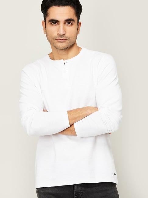 bossini white cotton regular fit t-shirt