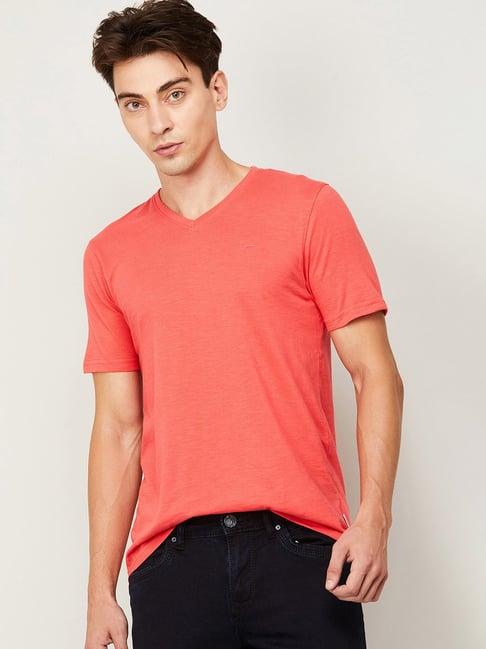 fame forever by lifestyle coral cotton regular fit t-shirt