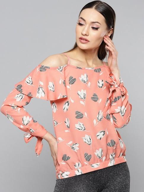 rare peach floral print top