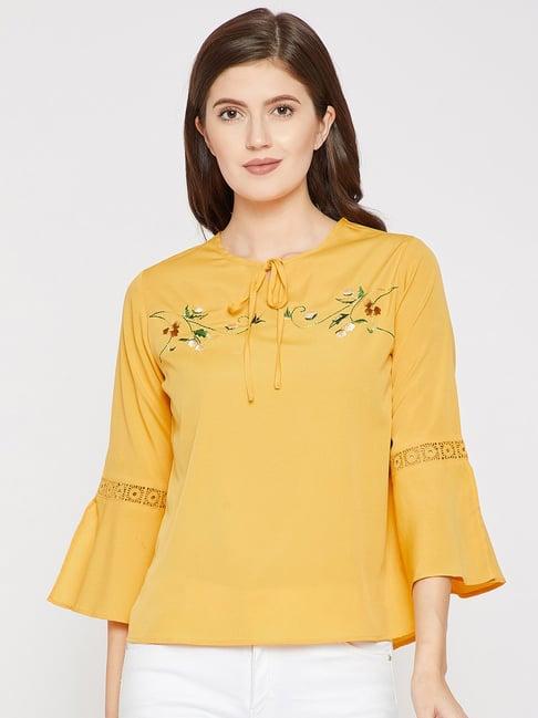 rare yellow embroidered top