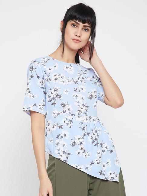 marie claire light blue floral print top