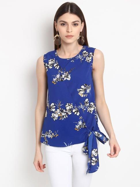 rare blue floral print top