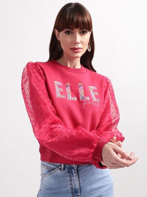 elle red cotton embellished sweatshirt