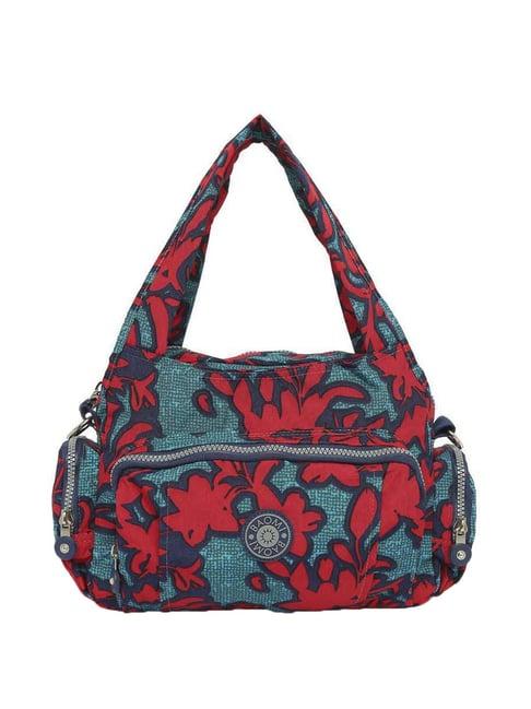 baomi blue & red printed medium handbag