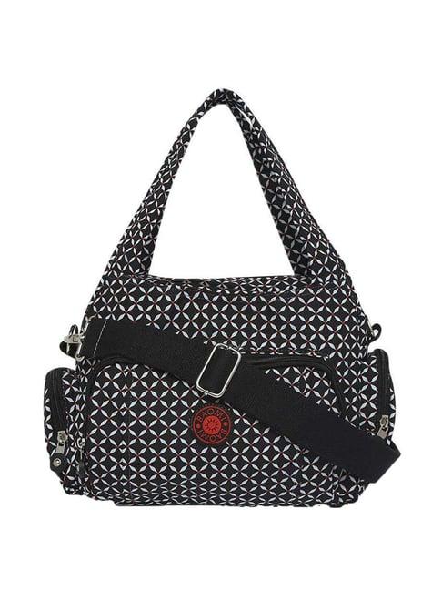 baomi black printed medium handbag