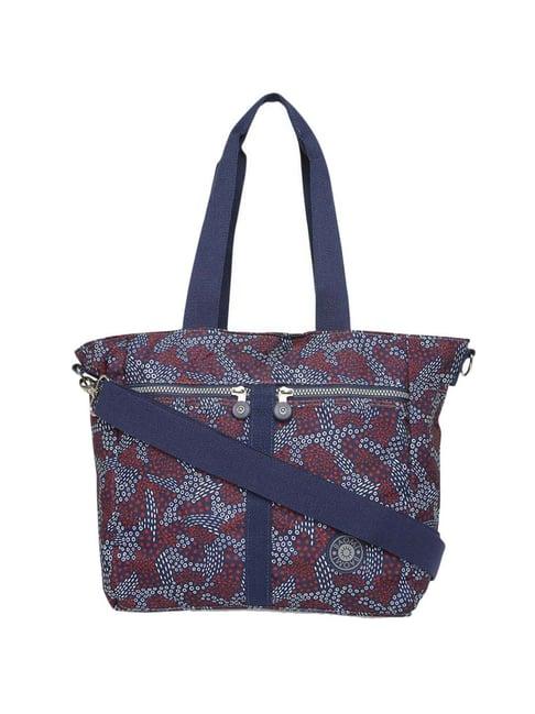 baomi blue & red printed medium shoulder bag