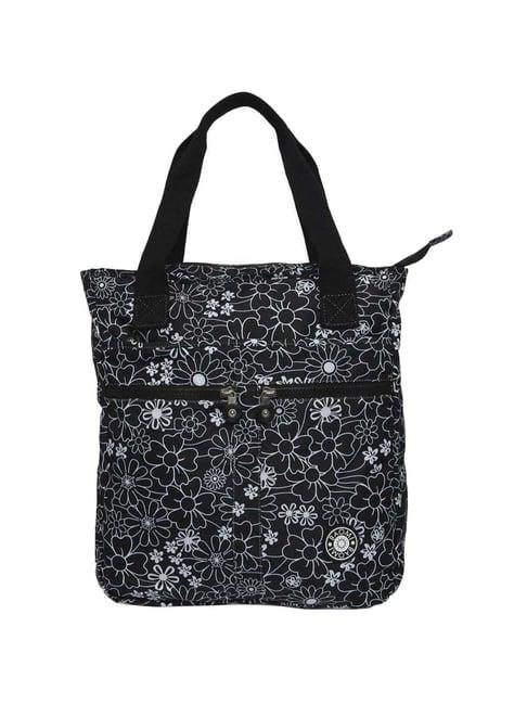 baomi black printed medium tote handbag