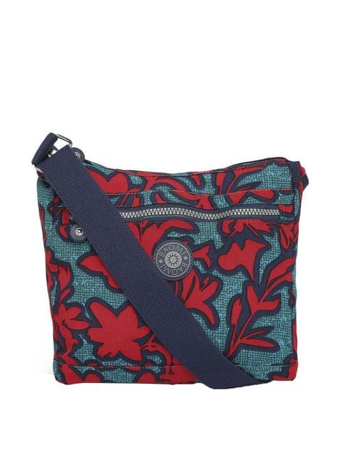 baomi blue & red printed medium cross body bag