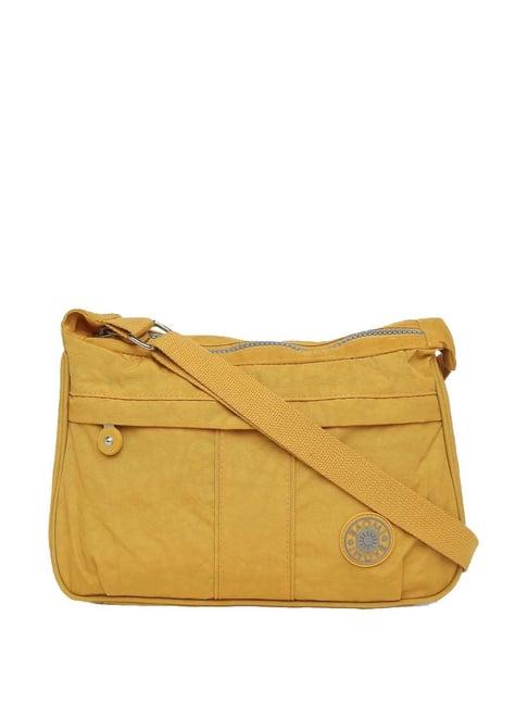 baomi yellow solid medium cross body bag