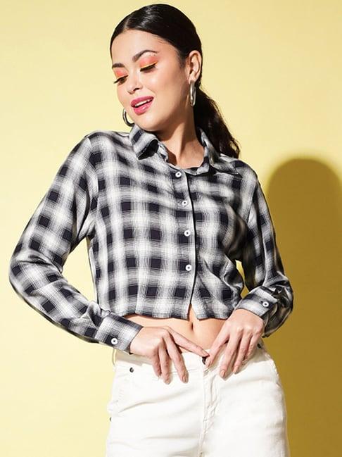 trend arrest black & white check casual shirt