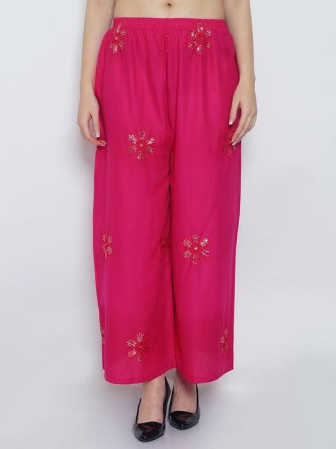 gracit pink embroidered palazzos