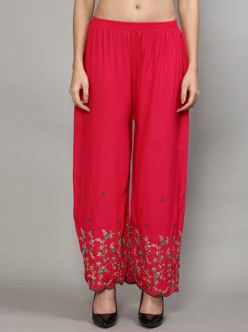 gracit pink embroidered palazzos