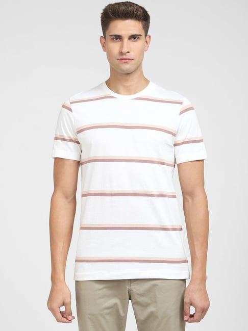 selected homme peach whip striped regular fit t-shirt