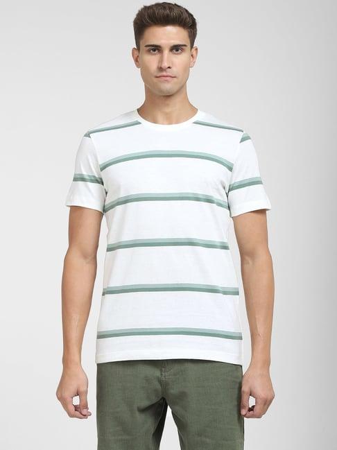 selected homme granite green striped regular fit t-shirt