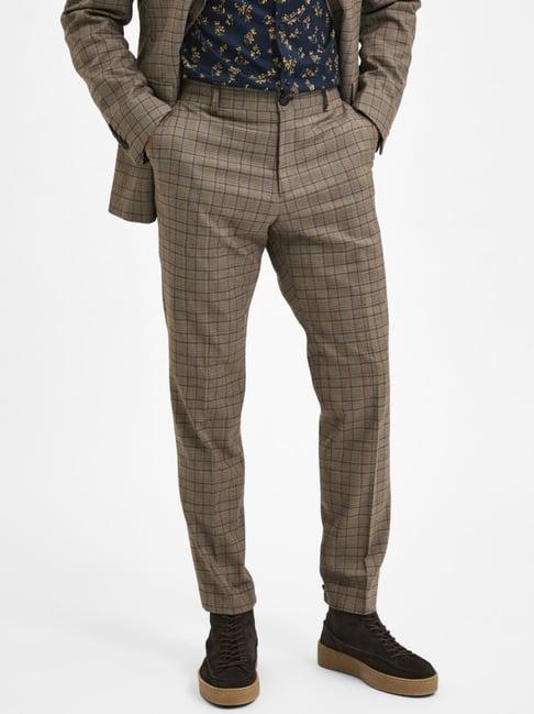 selected homme brownie slim fit checks trousers