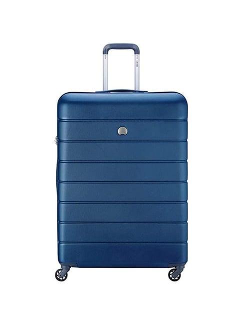 delsey blue 4 wheel small hard cabin trolley - 35 cm