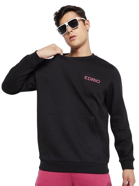 edrio black regular fit printed sweatshirt