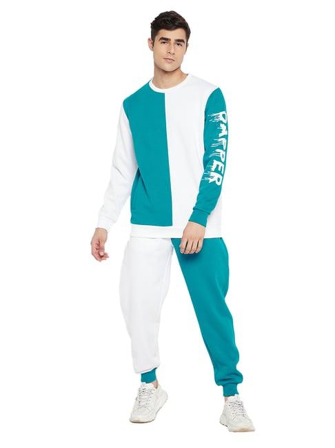 edrio aqua & white regular fit tracksuit