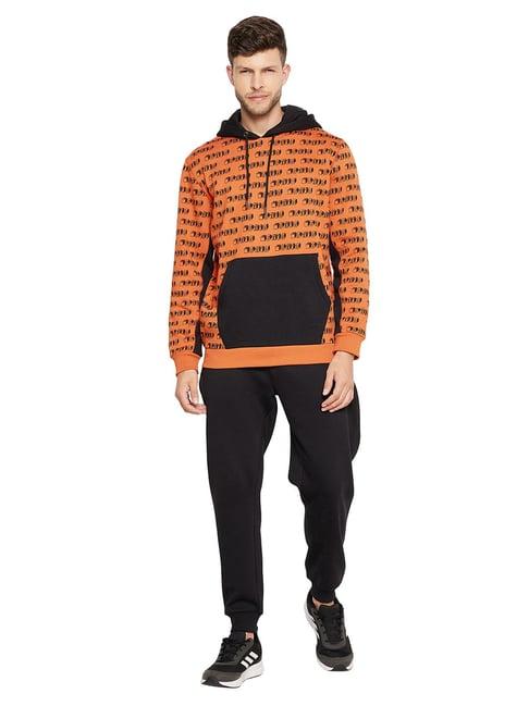 edrio orange & black regular fit tracksuit