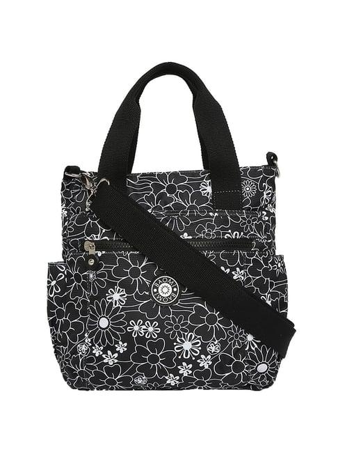 baomi black & white printed medium handbag