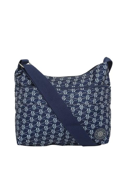 baomi blue printed medium cross body bag