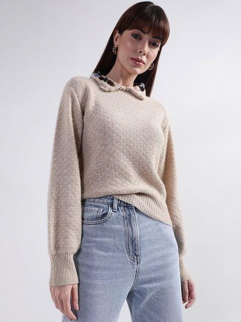 rooted beige wool sweater