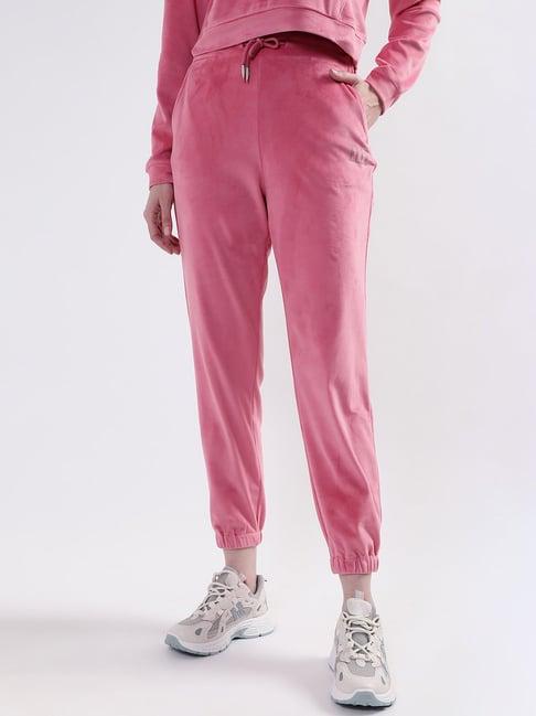 elle pink regular fit mid rise sweat pants