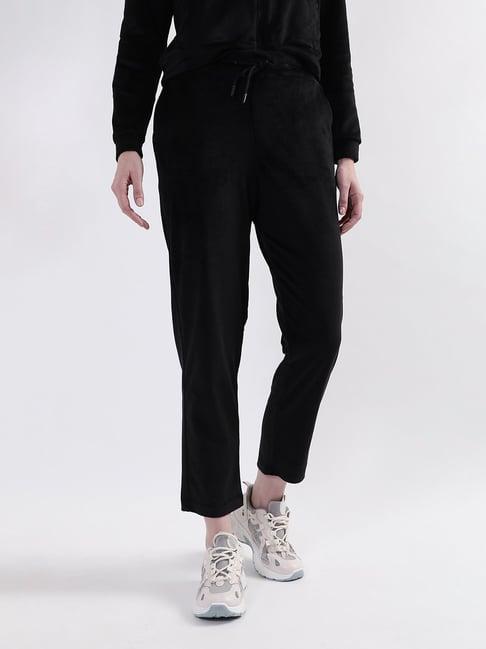 elle black regular fit mid rise sweat pants