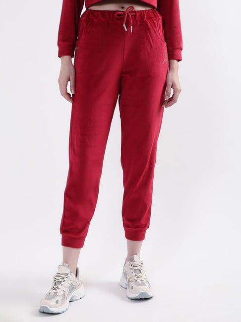 elle maroon regular fit mid rise sweat pants