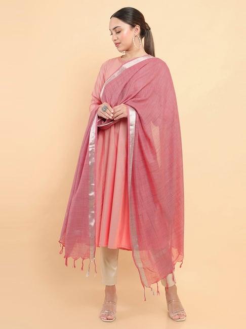 soch peach cotton plain dupatta