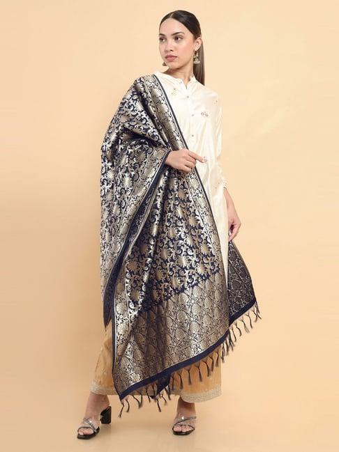 soch blue woven pattern dupatta