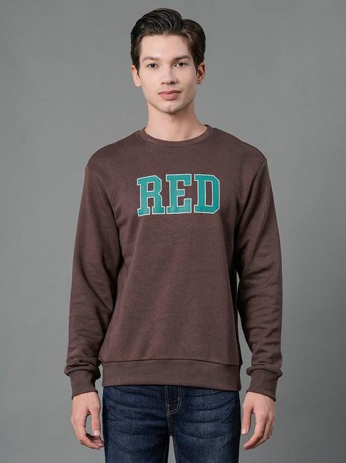 red tape brown regular fit printed sweatshirt