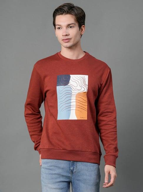 red tape rust regular fit printed sweatshirt