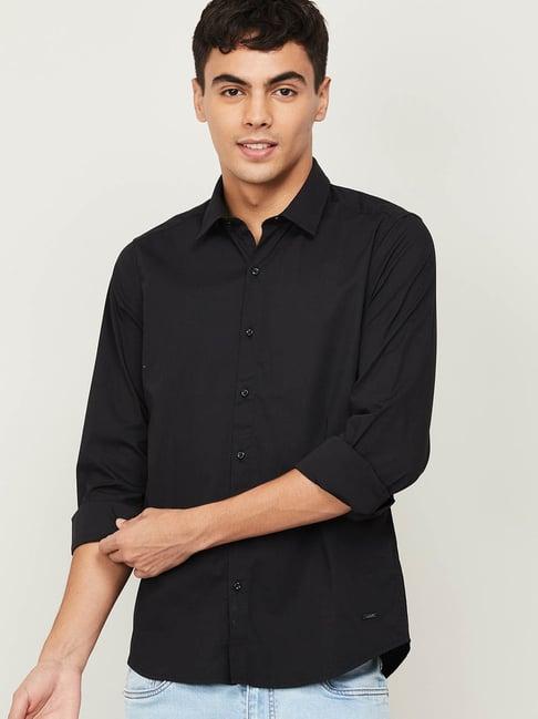 bossini black regular fit shirt