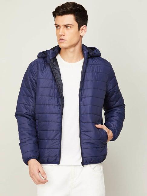 fame forever by lifestyle purple regular fit quilted hooded jacket