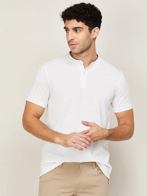 code by lifestyle white cotton regular fit t-shirt