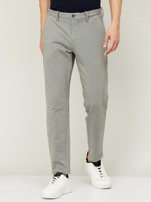 code casual grey slim tapered fit trousers