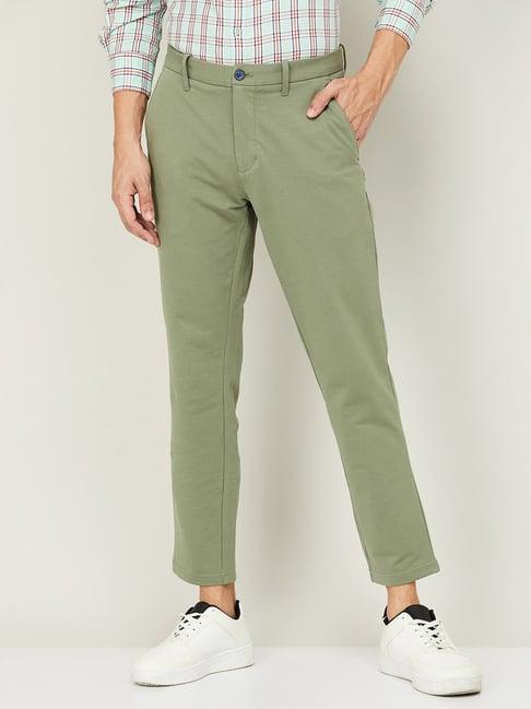 code casual olive slim tapered fit trousers