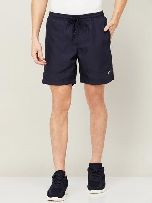 fame active navy blue regular fit sports shorts