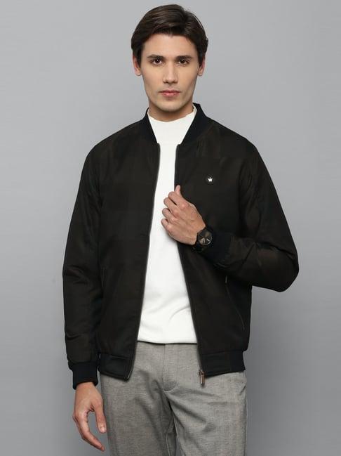 louis philippe black regular fit checks jacket