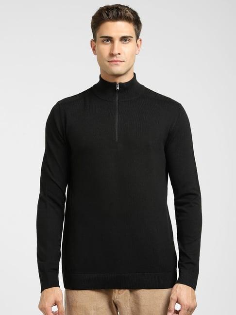 selected homme black cotton regular fit sweater