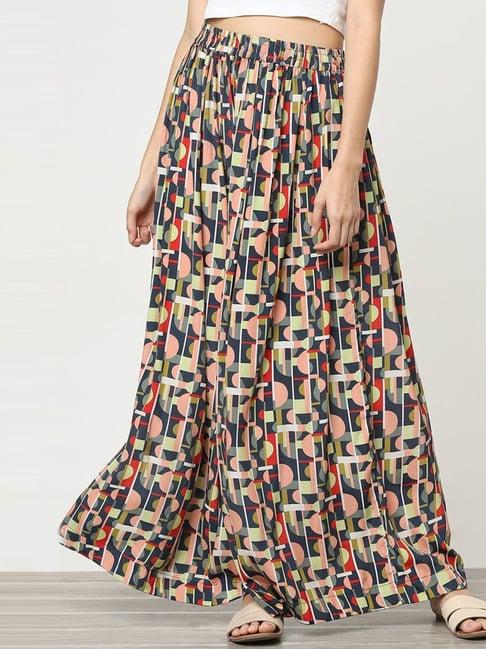 marigold lane multicolored printed flared palazzos