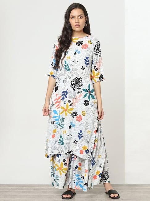 marigold lane white printed straight kurta