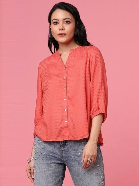 marigold lane coral self pattern top