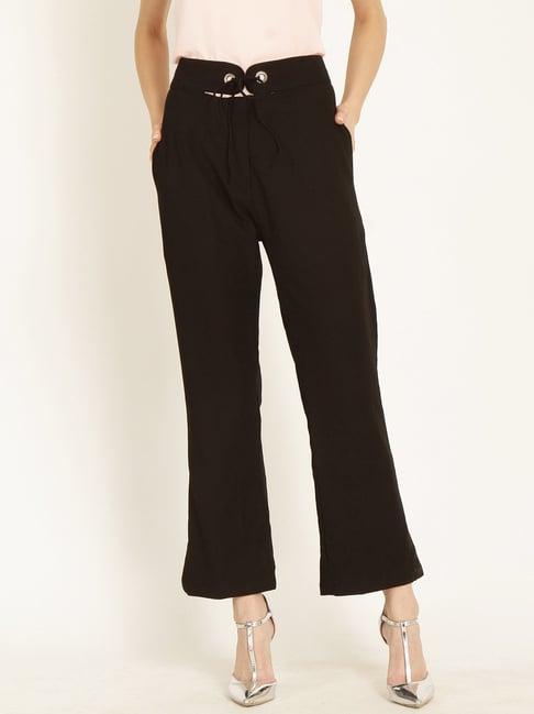 marie claire black mid rise slim fit trousers